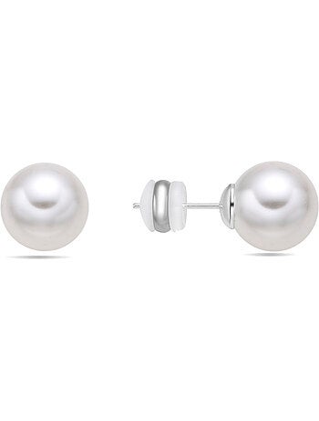 Boucles d'oreilles Luxenter avec perle blanche finition argentée - Anvithi