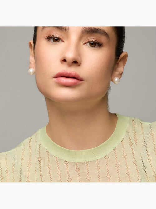 Boucles d'oreilles Luxenter avec perle blanche finition argentée - Anvithi - Kiabi