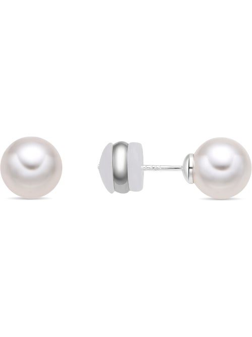 Boucles d'oreilles Luxenter avec perle blanche finition argentée - Wasai - Kiabi
