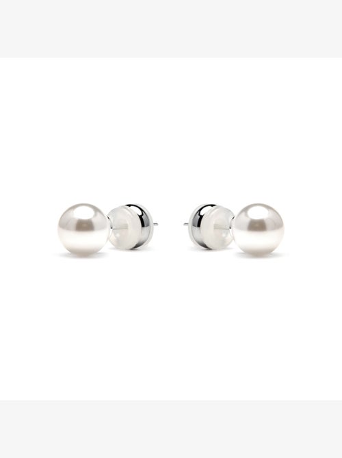 Boucles d'oreilles Luxenter avec perle blanche finition argentée - Wasai - Kiabi