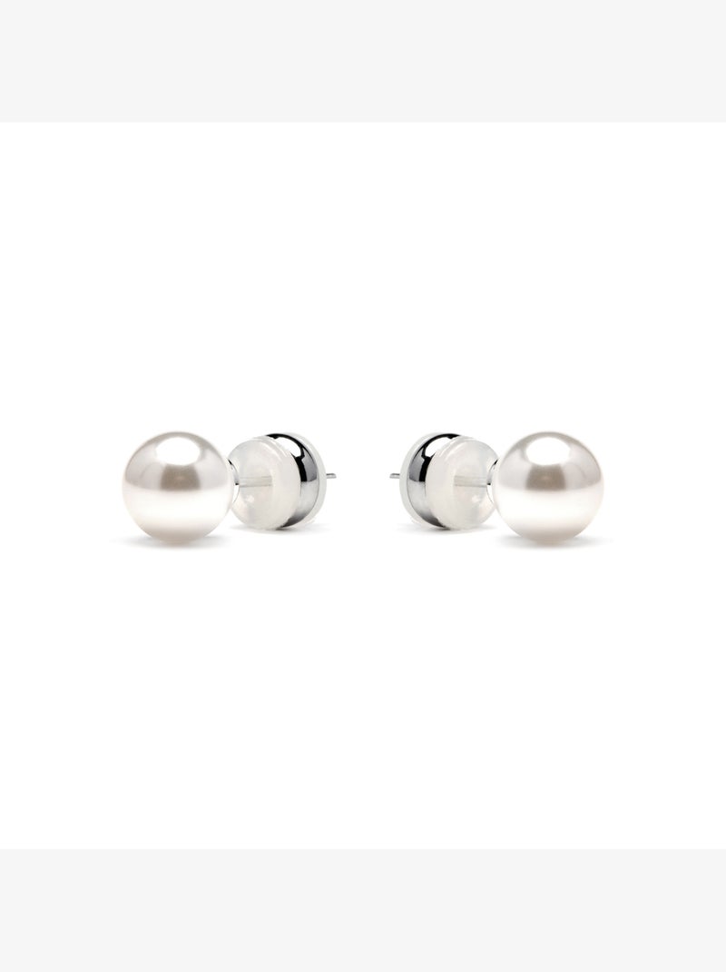 Boucles d'oreilles Luxenter avec perle blanche finition argentée - Wasai Argent - Kiabi