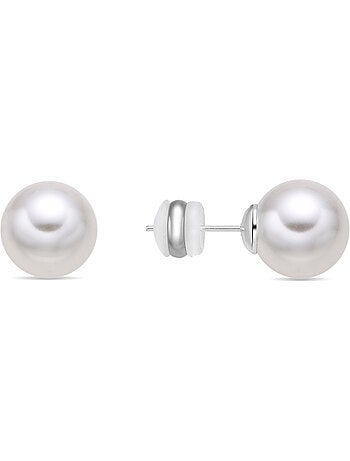 Boucles d'oreilles Luxenter avec perle blanche finition argentée - Wasai