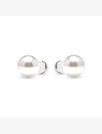 Boucles d'oreilles Luxenter avec perle blanche finition argentée - Wasai