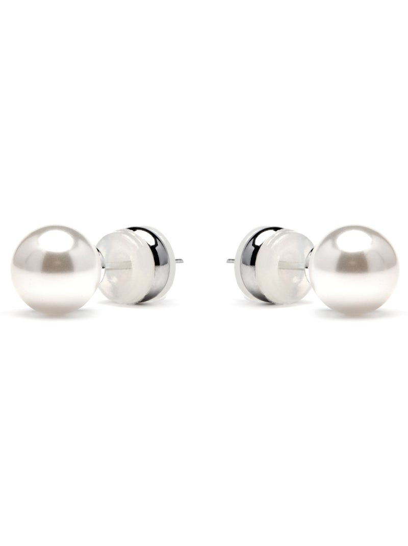Boucles d'oreilles Luxenter avec perle blanche finition argentée - Wasai Blanc - Kiabi