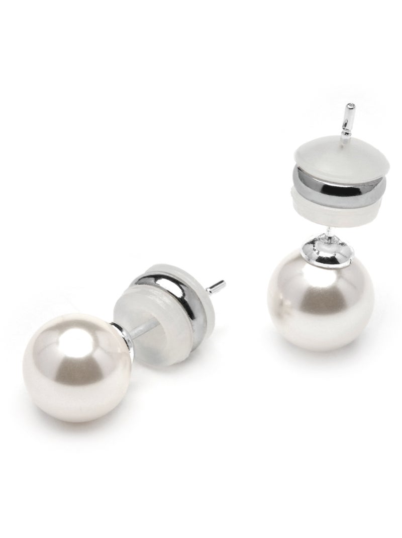Boucles d'oreilles Luxenter avec perle blanche finition argentée - Wasai Blanc - Kiabi