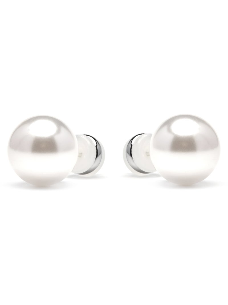 Boucles d'oreilles Luxenter avec perle blanche finition argentée - Wasai Blanc - Kiabi
