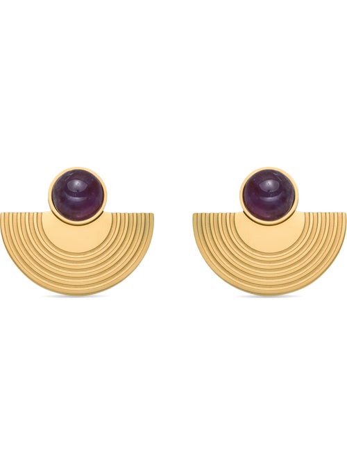 Boucles d'oreilles Luxenter avec quartz hydrothermal améthyste, finition or 18k - Koru - Kiabi