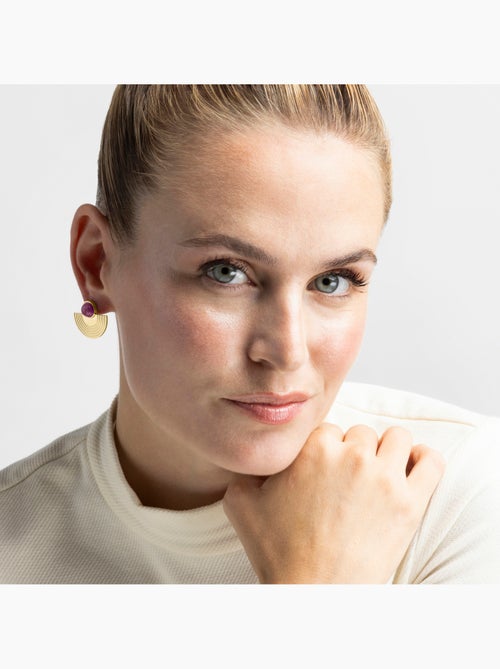 Boucles d'oreilles Luxenter avec quartz hydrothermal améthyste, finition or 18k - Koru - Kiabi