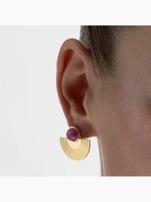Boucles d'oreilles Luxenter avec quartz hydrothermal améthyste, finition or 18k - Koru - Kiabi