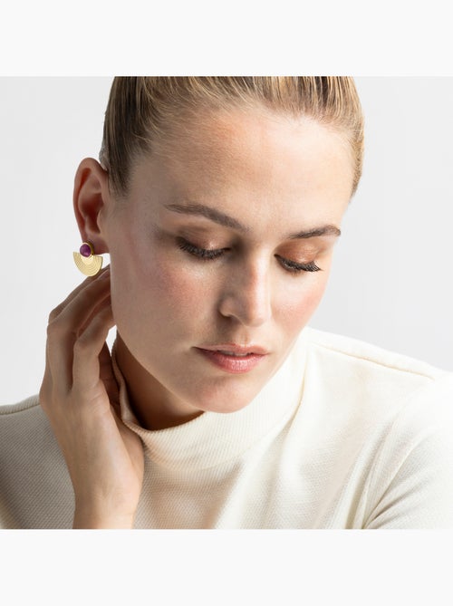 Boucles d'oreilles Luxenter avec quartz hydrothermal améthyste, finition or 18k - Koru - Kiabi