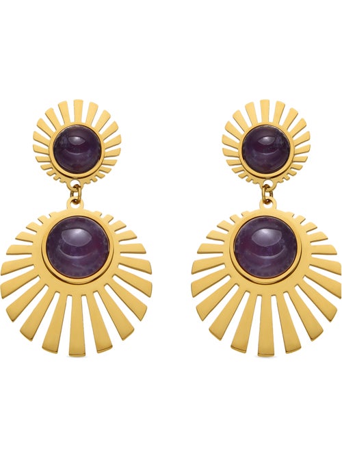Boucles d'oreilles Luxenter avec quartz hydrothermal améthyste finition or 18k - Zuxia - Kiabi