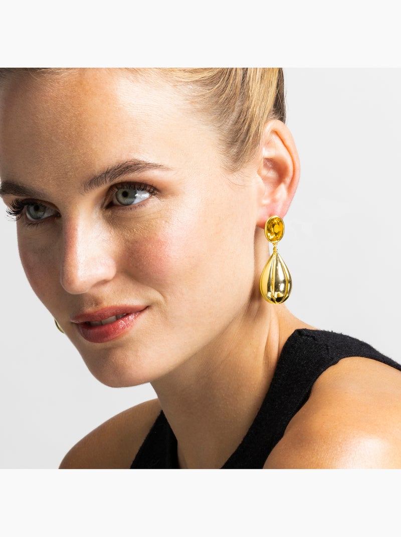 Boucles d'oreilles Luxenter avec Quartz Hydrothermal Orange avec finition et plaqué or 18k - Goneth Orange - Kiabi