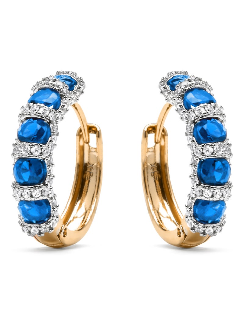 Boucles d'oreilles Luxenter avec saphir zirconia finition or jaune 18k - Yrat Bleu - Kiabi