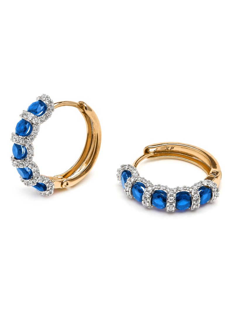 Boucles d'oreilles Luxenter avec saphir zirconia finition or jaune 18k - Yrat Bleu - Kiabi