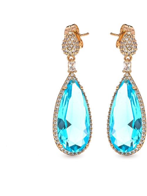 Boucles d'oreilles Luxenter avec zircon aigue-marine finition or jaune 18k - Miely - Kiabi Boucles d'oreilles Luxenter avec zircon aigue-marine finition or jaune 18k - Miely - Kiabi