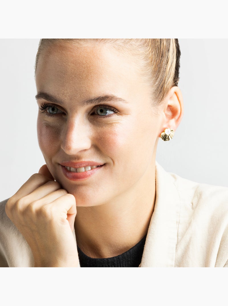 Boucles d'oreilles Luxenter avec zircon brillant en finition or 18k - Adnis Blanc - Kiabi