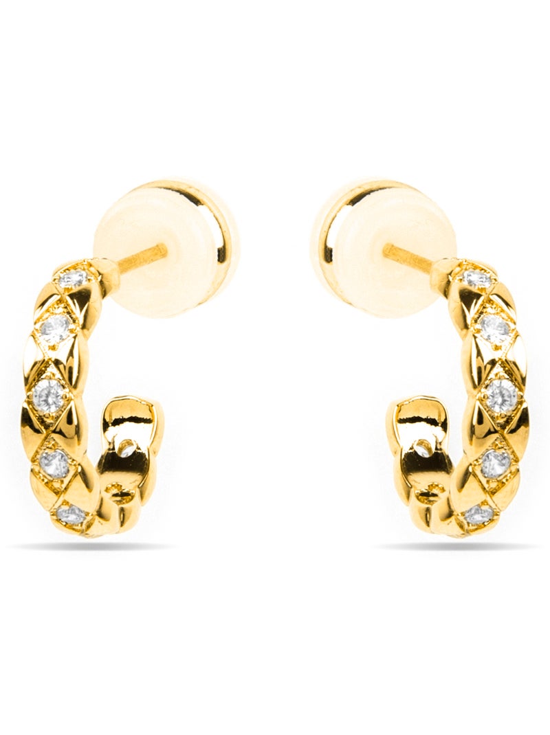 Boucles d'oreilles Luxenter avec zircon brillant en finition or 18k - Efla Argent - Kiabi
