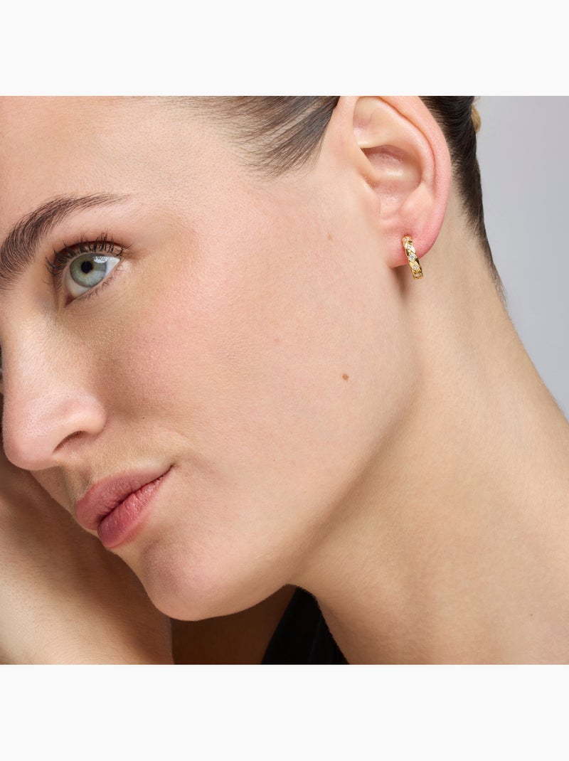 Boucles d'oreilles Luxenter avec zircon brillant en finition or 18k - Efla Blanc - Kiabi