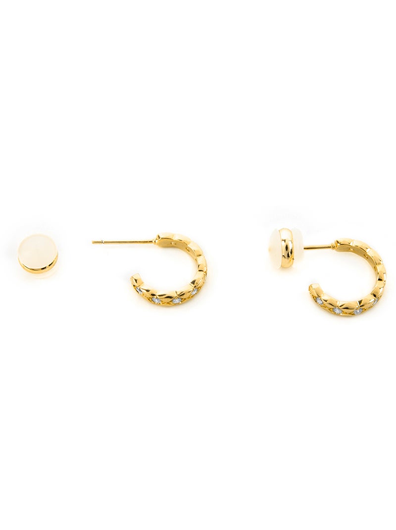 Boucles d'oreilles Luxenter avec zircon brillant en finition or 18k - Efla Blanc - Kiabi