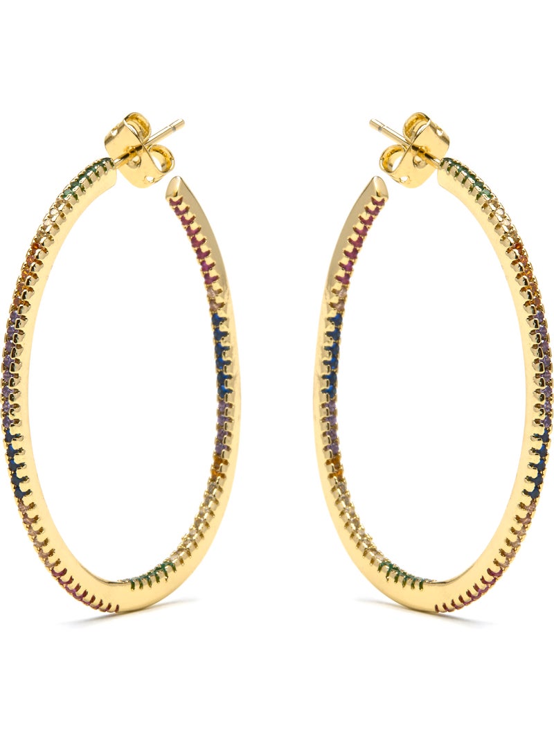 Boucles d'oreilles Luxenter avec zircon brillant en finition or 18k - Macare Argent - Kiabi