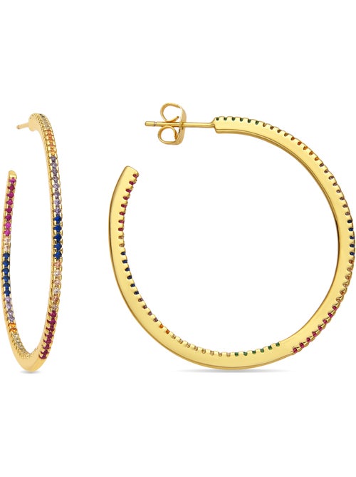 Boucles d'oreilles Luxenter avec zircon brillant en finition or 18k - Macare - Kiabi