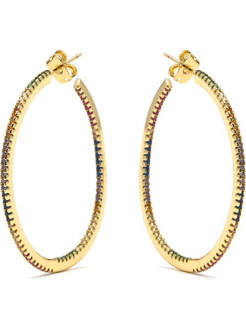 Boucles d'oreilles Luxenter avec zircon brillant en finition or 18k - Macare - Kiabi