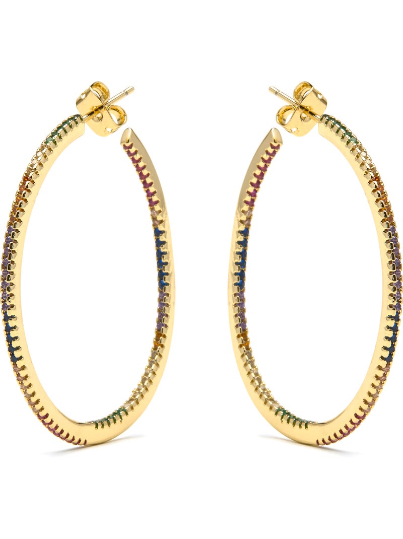 Boucles d'oreilles Luxenter avec zircon brillant en finition or 18k - Macare Blanc - Kiabi