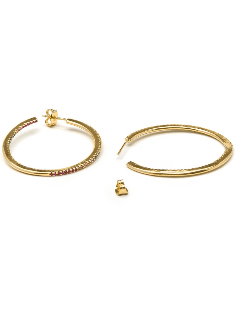 Boucles d'oreilles Luxenter avec zircon brillant en finition or 18k - Macare Blanc - Kiabi