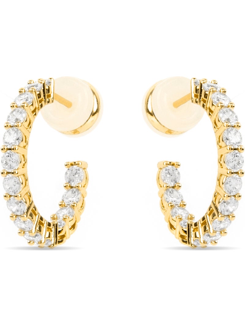Boucles d'oreilles Luxenter avec zircon brillant et plaqué or 18k - Chenfa Argent - Kiabi
