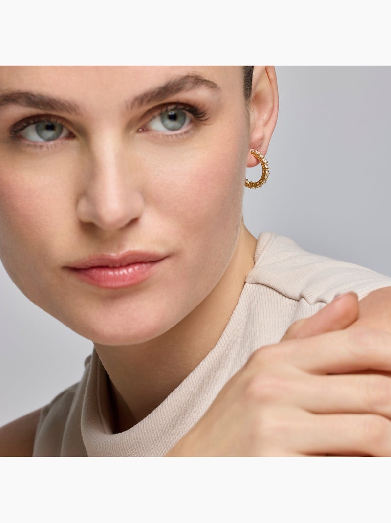 Boucles d'oreilles Luxenter avec zircon brillant et plaqué or 18k - Chenfa Blanc - Kiabi