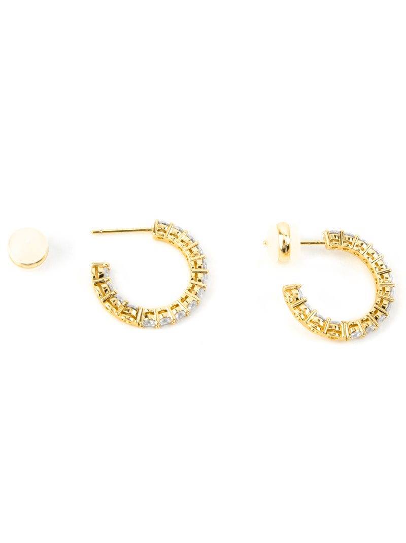 Boucles d'oreilles Luxenter avec zircon brillant et plaqué or 18k - Chenfa Blanc - Kiabi