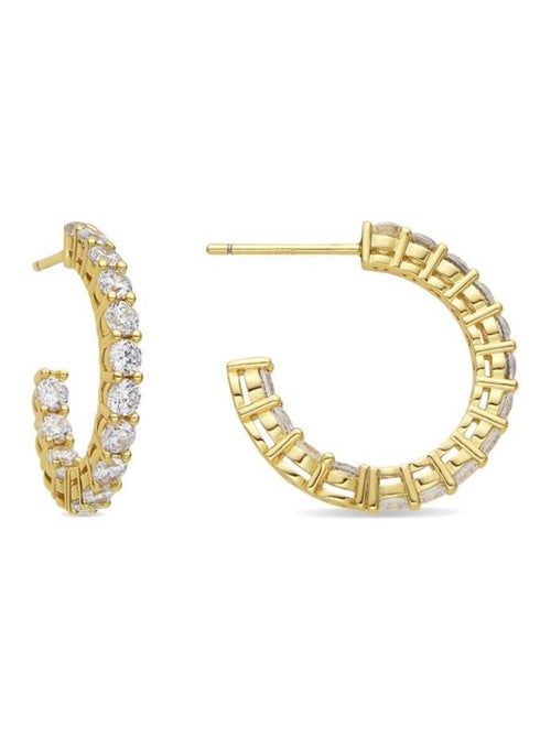 Boucles d'oreilles Luxenter avec zircon brillant plaqué or 18k - Chenfa - Kiabi