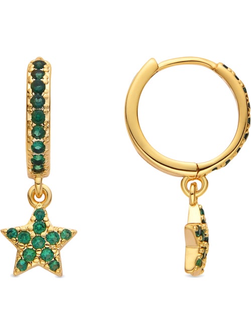 Boucles d'oreilles Luxenter avec zircon émeraude finition or 18k - Elinia - Kiabi