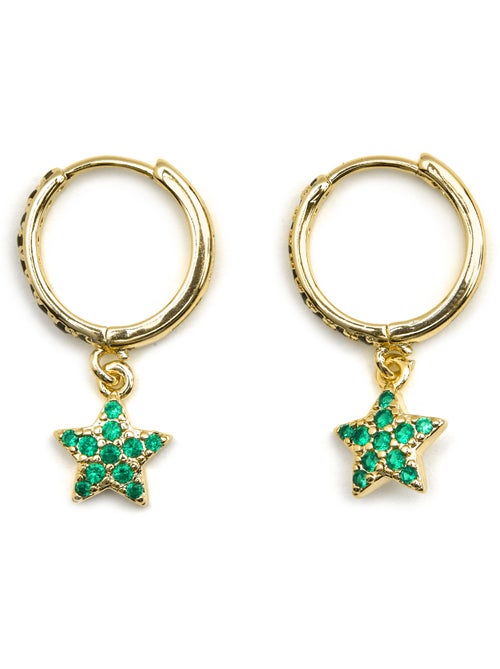 Boucles d'oreilles Luxenter avec zircon émeraude finition or 18k - Elinia - Kiabi