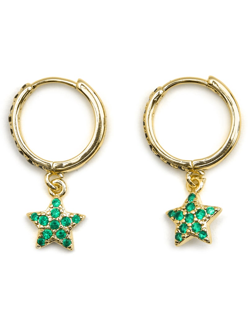 Boucles d'oreilles Luxenter avec zircon émeraude finition or 18k - Elinia Vert - Kiabi