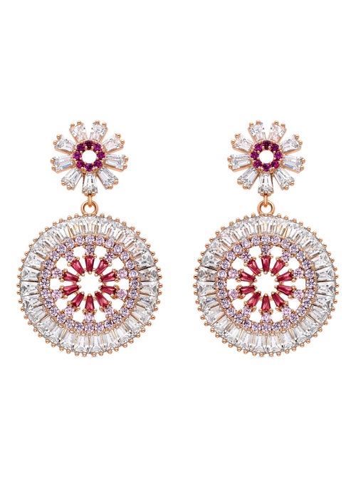Boucles d'oreilles Luxenter avec zircon multicolore en or jaune 18 carats - Dralio - Kiabi