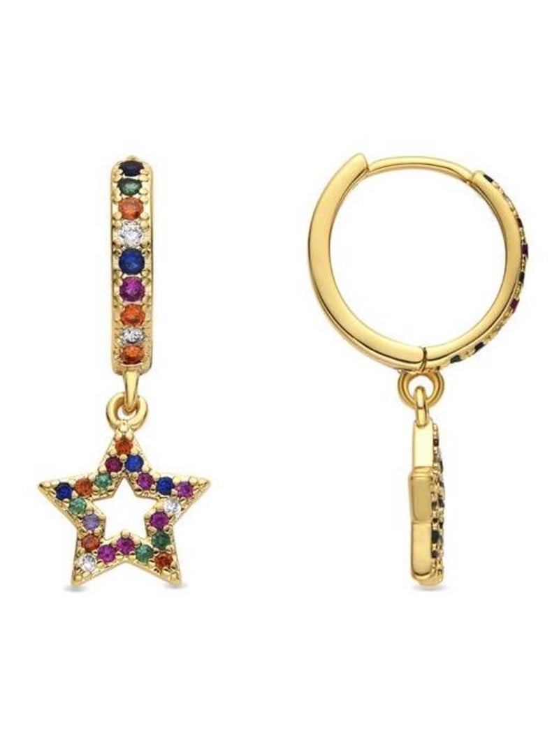 Boucles d'oreilles Luxenter avec zircon multicolore finition or 18k - Fardie Multicolore - Kiabi