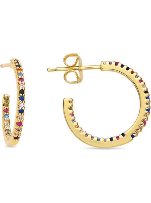 Boucles d'oreilles Luxenter avec zircon multicolore finition or 18k - Kumo - Kiabi