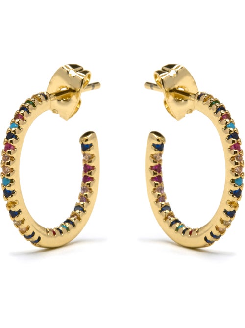 Boucles d'oreilles Luxenter avec zircon multicolore finition or 18k - Kumo - Kiabi