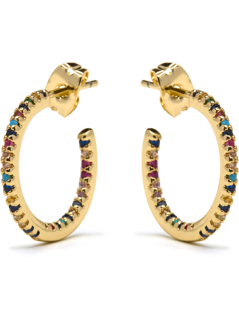 Boucles d'oreilles Luxenter avec zircon multicolore finition or 18k - Kumo Multicolore - Kiabi