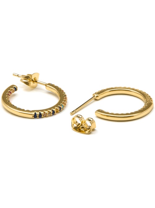Boucles d'oreilles Luxenter avec zircon multicolore finition or 18k - Kumo - Kiabi
