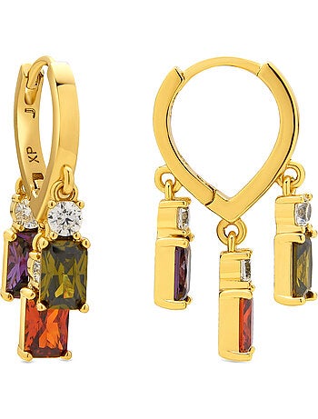Boucles d'oreilles Luxenter avec zircon multicolore finition or 18k - Lanik