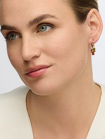 Boucles d'oreilles Luxenter avec zircon multicolore finition or 18k - Lanik