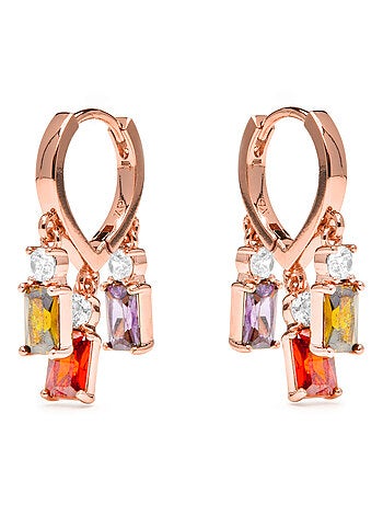Boucles d'oreilles Luxenter avec zircon multicolore finition or 18k - Lanik