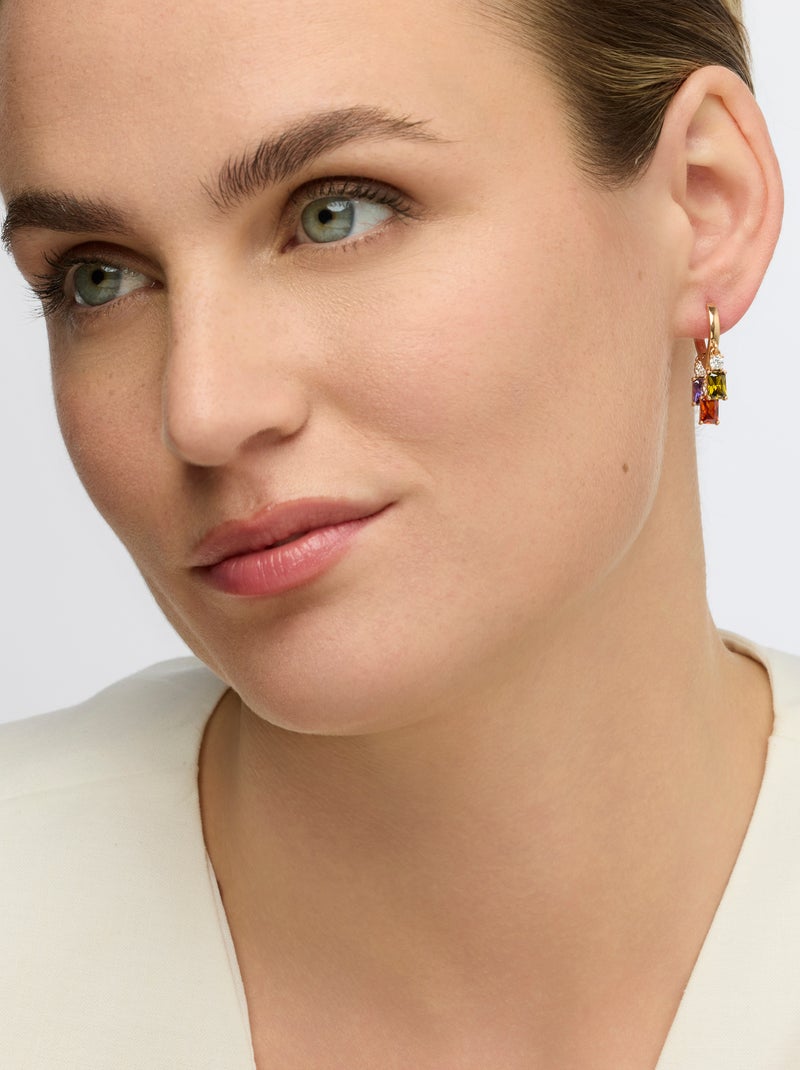 Boucles d'oreilles Luxenter avec zircon multicolore finition or 18k - Lanik Multicolore - Kiabi