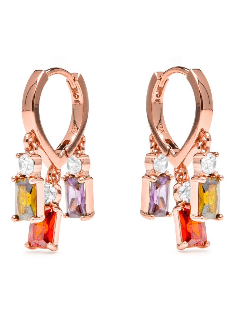 Boucles d'oreilles Luxenter avec zircon multicolore finition or 18k - Lanik Multicolore - Kiabi