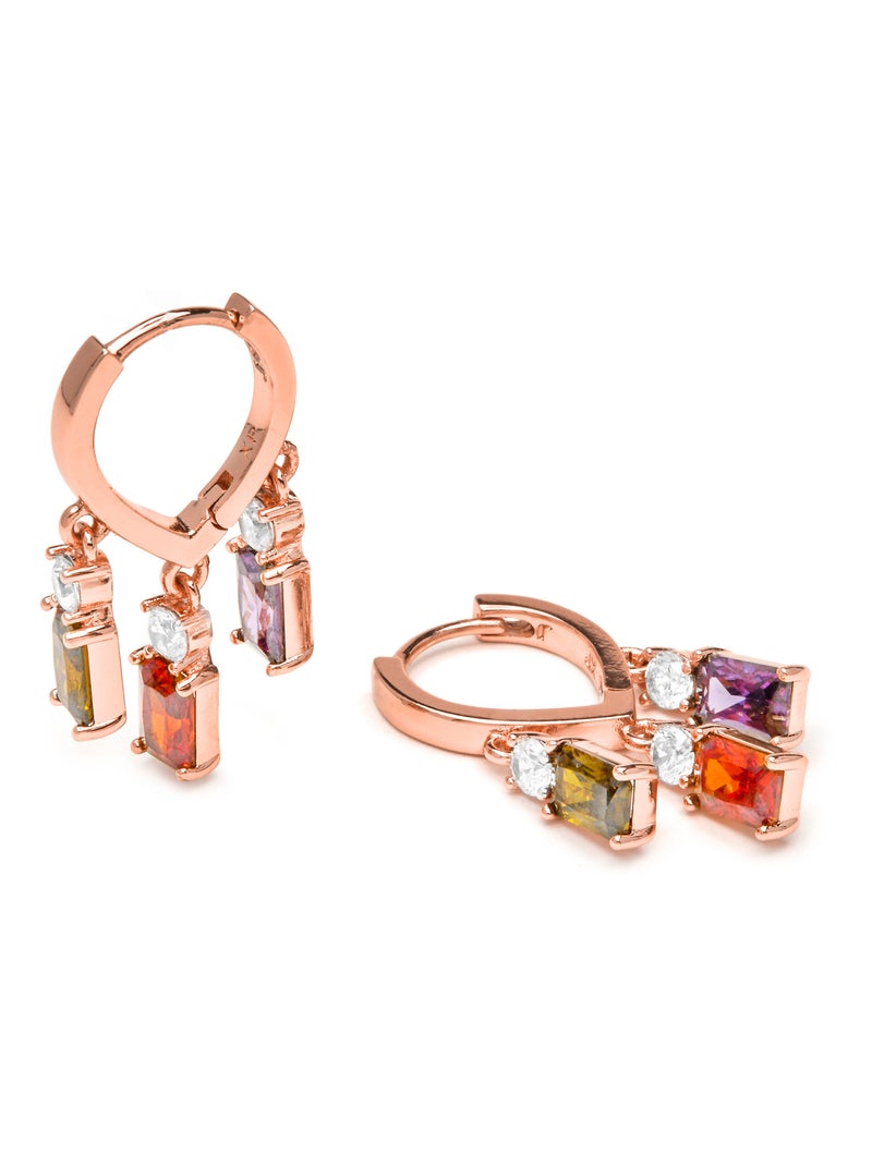 Boucles d'oreilles Luxenter avec zircon multicolore finition or 18k - Lanik Multicolore - Kiabi