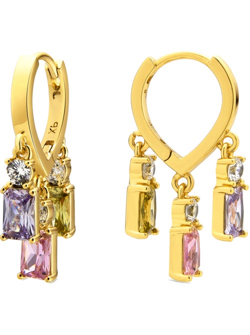 Boucles d'oreilles Luxenter avec zircon multicolore finition or 18k - Lanik - Kiabi