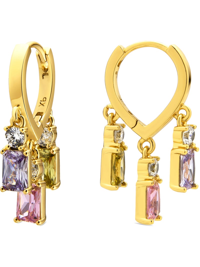 Boucles d'oreilles Luxenter avec zircon multicolore finition or 18k - Lanik Multicolore - Kiabi