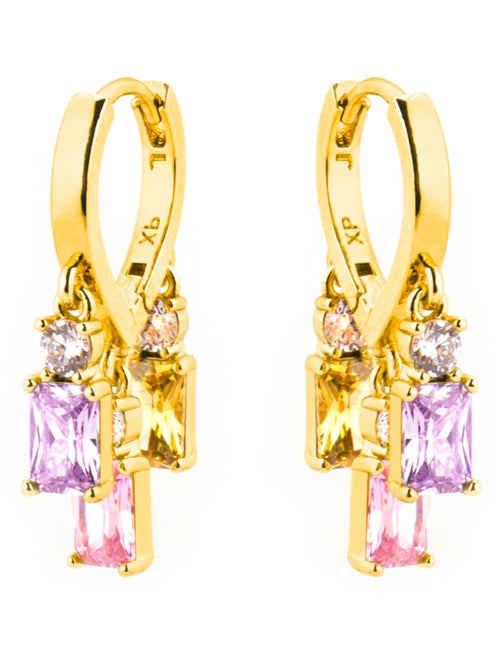 Boucles d'oreilles Luxenter avec zircon multicolore finition or 18k - Lanik - Kiabi